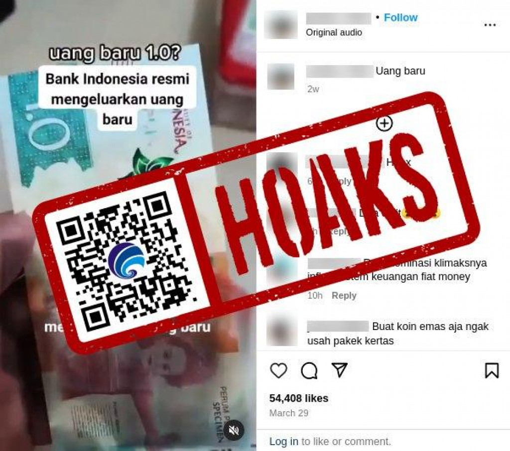 [HOAKS] Bank Indonesia Resmi Keluarkan Uang Rp1.0